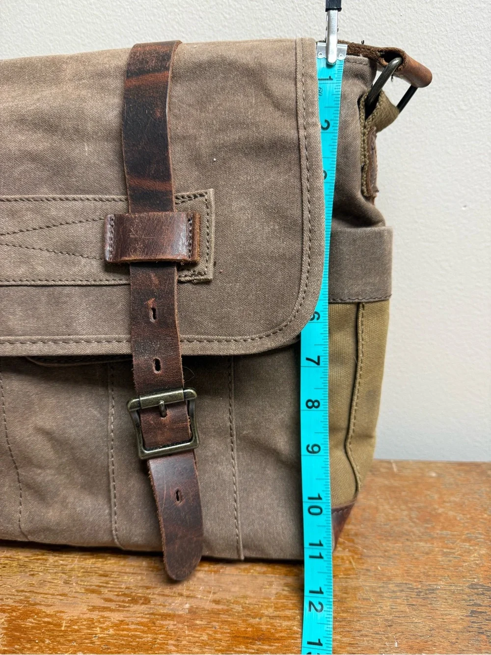 SOAEON Waxed Canvas Leather Messenger Bag Laptop Briefcase Crossbody Brown